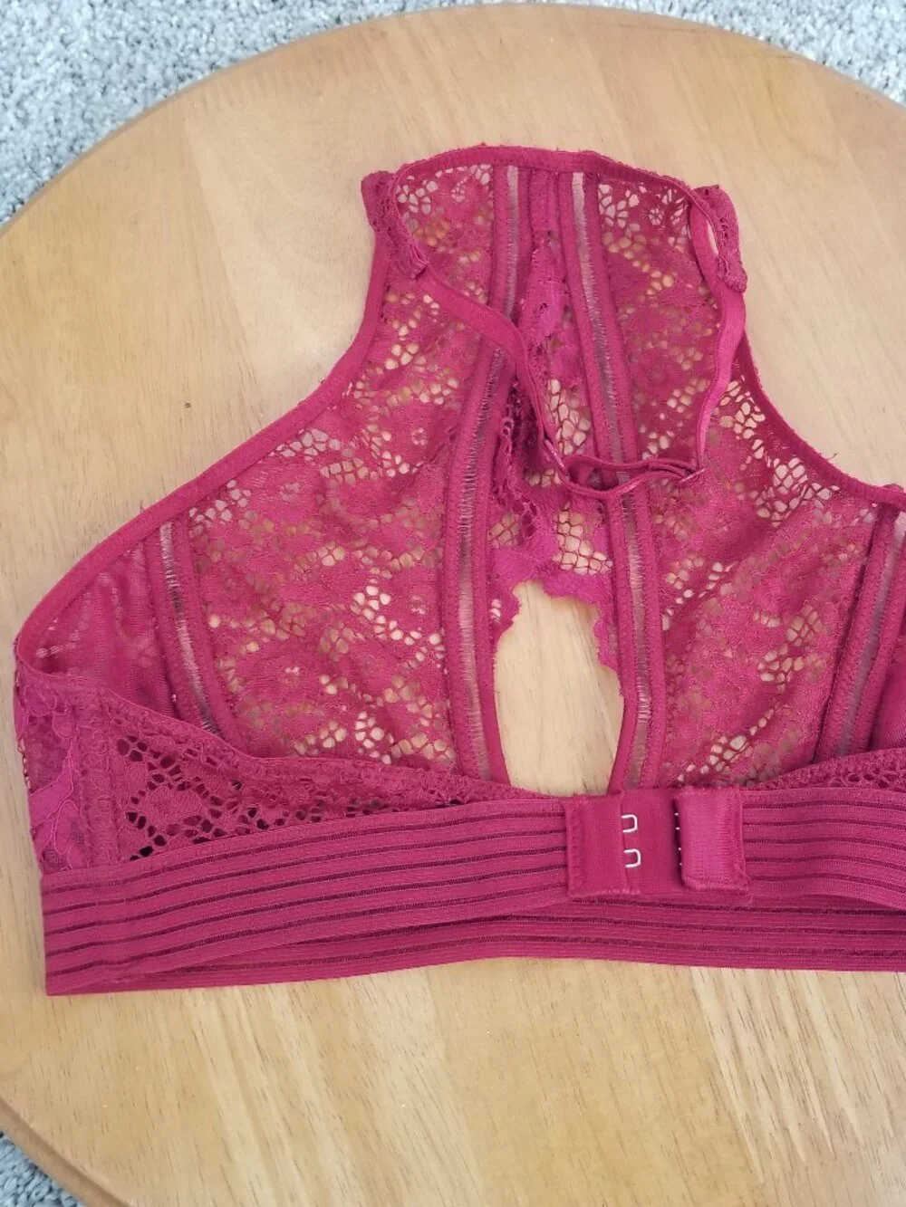 Victoria's Secret Bra Top Size XS Lace Bralette Dark Red Victorian